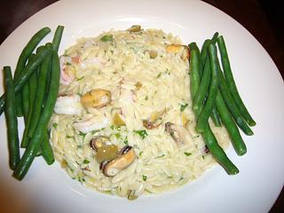 Orzo With Shrimp, Mussels, and Olives